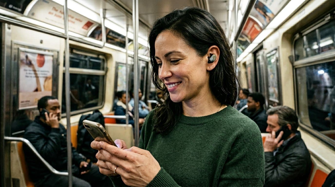 EchoLabs Audio Earbuds in use