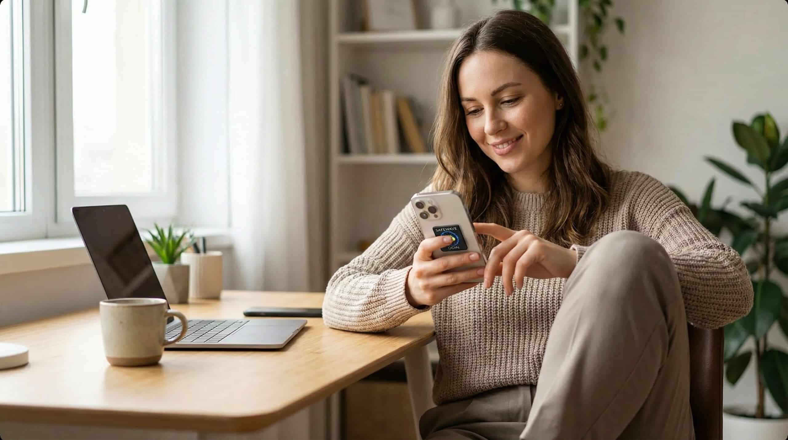 ODIN SafeWave EMF Blocking Sticker in use